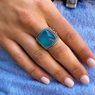Bague Argent Baroque Aqua Calcédoine