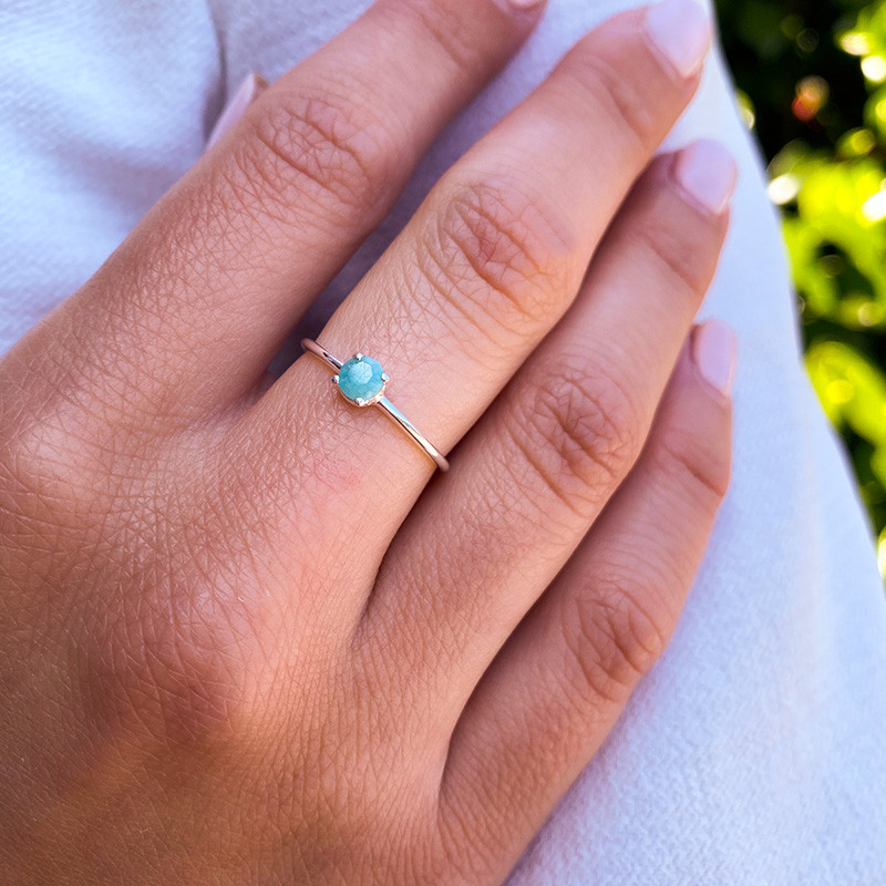 Bague Argent Solitaire Amazonite