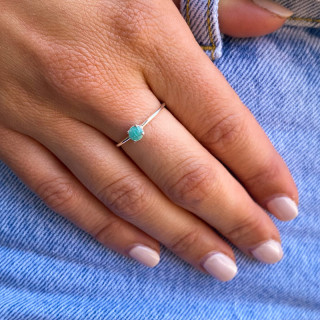 Bague Argent Solitaire Amazonite