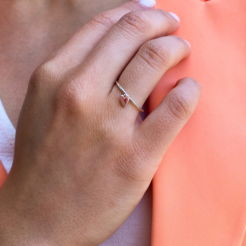 Bague Argent pampille coeur