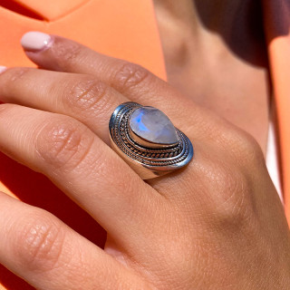 Bague Argent Baroque Pierre de Lune