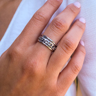 Bague Argent Alliance large chaine