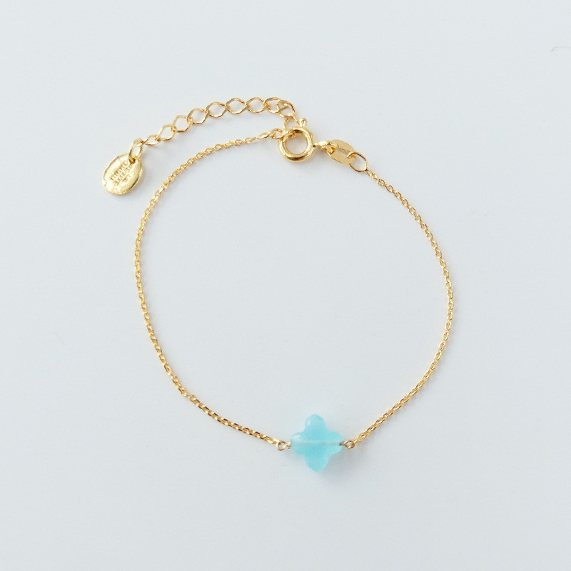 Bracelet Plaqué or Trèfle pierres fines