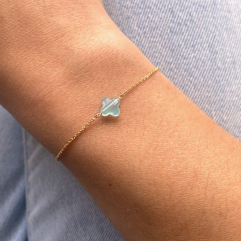 Bracelet Plaqué or Trèfle pierres fines